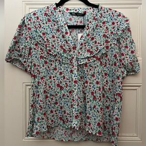 Zara Floral Button-Down Blouse. Size Small.